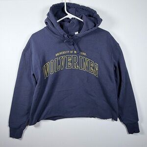 Women’s Michigan Wolverines Cropped Hoodie Size Small Tailgate Blue